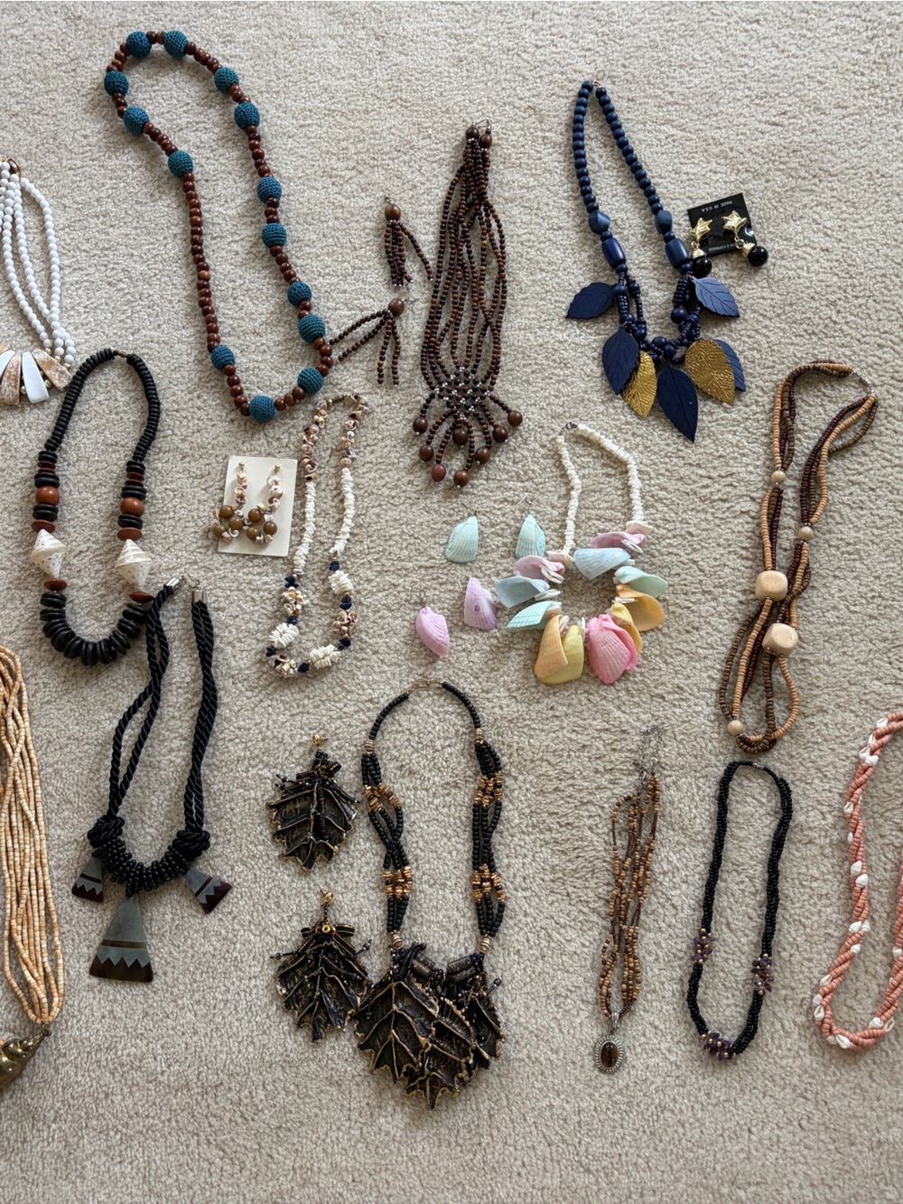 Lot of mixed beaded and seashell jewelry